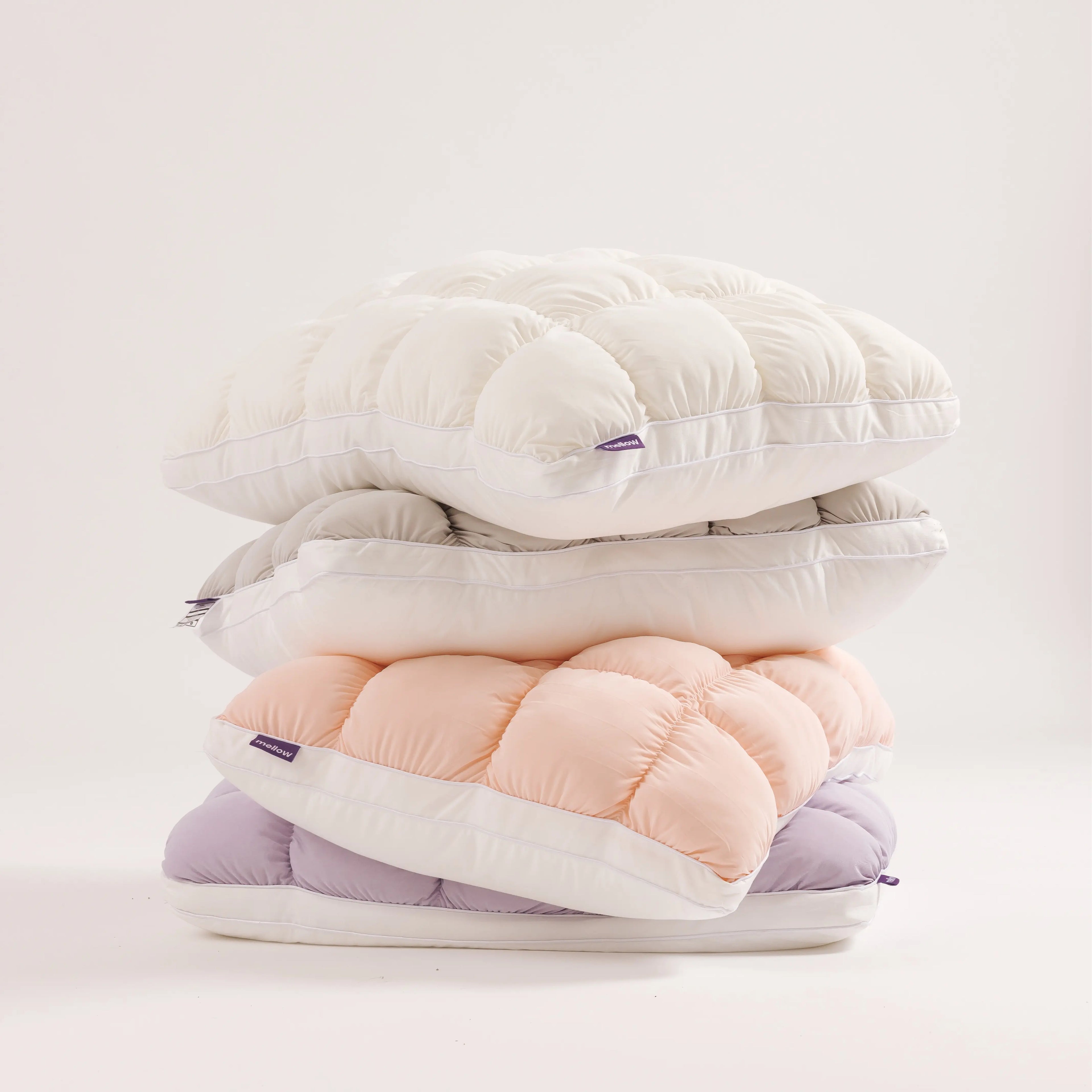 Mellow Sleep | Mellow Puff Pillow – Soft Quilted Puff Grid Design Pillow, Fluffy Plush Bed Pillow with Cloud like Comfort, Breathable Support Pillow for Side, Back & Stomach Sleepers, Cozy Bed Pillow for Better Sleep
